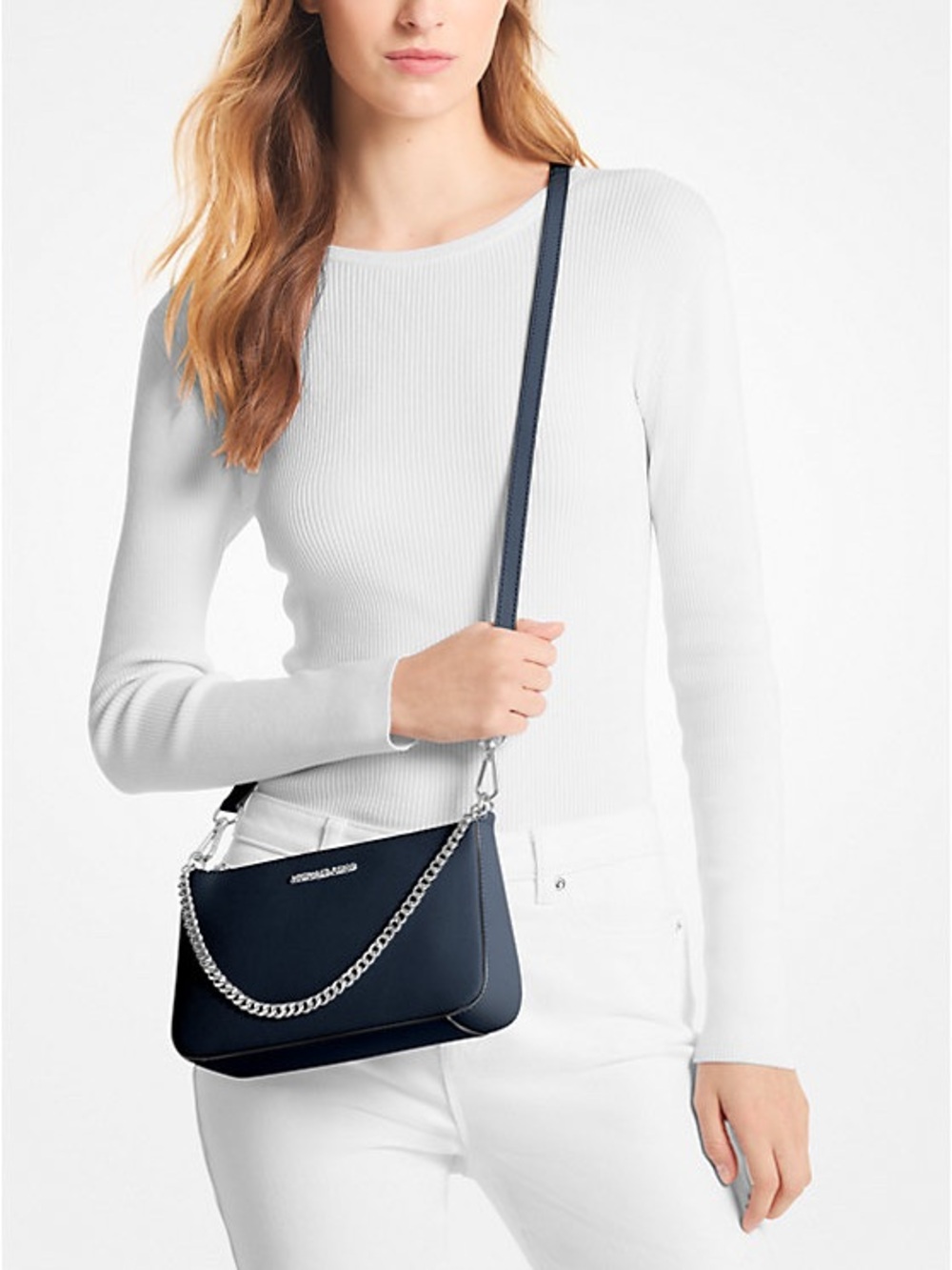 Michael Kors Navy Leather Crossbody or Clutch Purse